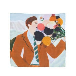 CSB Suited Man With Flowers Pocket Square 35 x 35 cm