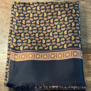 Silketørklæde, sort paisley mønster, silke