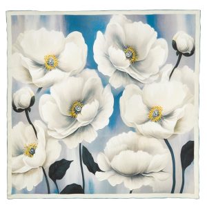 Silketørklæde, Cloud Flowers - 110x110 cm.