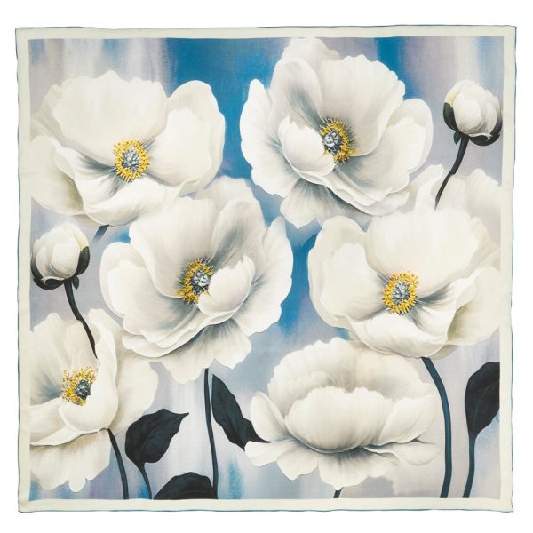 Silketørklæde, Cloud Flowers - 110x110 cm.