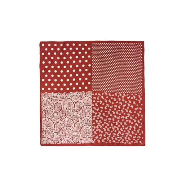 Silketørklæde, Red Bandana Paisley - 50x50 cm.