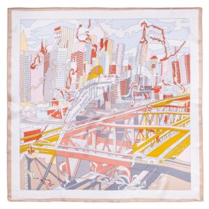 Silketørklæde, Big City - 70x70 cm.