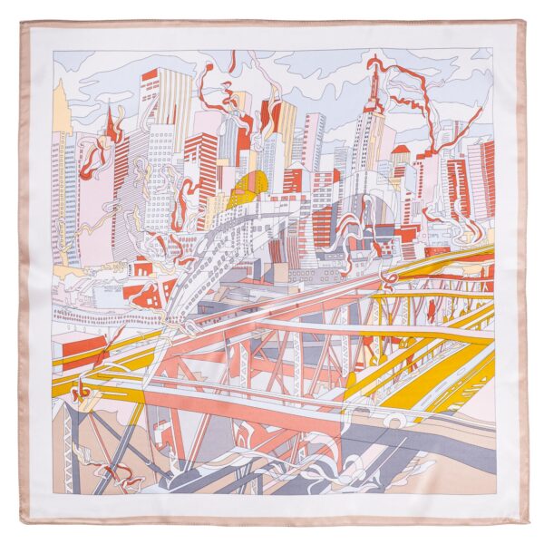 Silketørklæde, Big City - 70x70 cm.